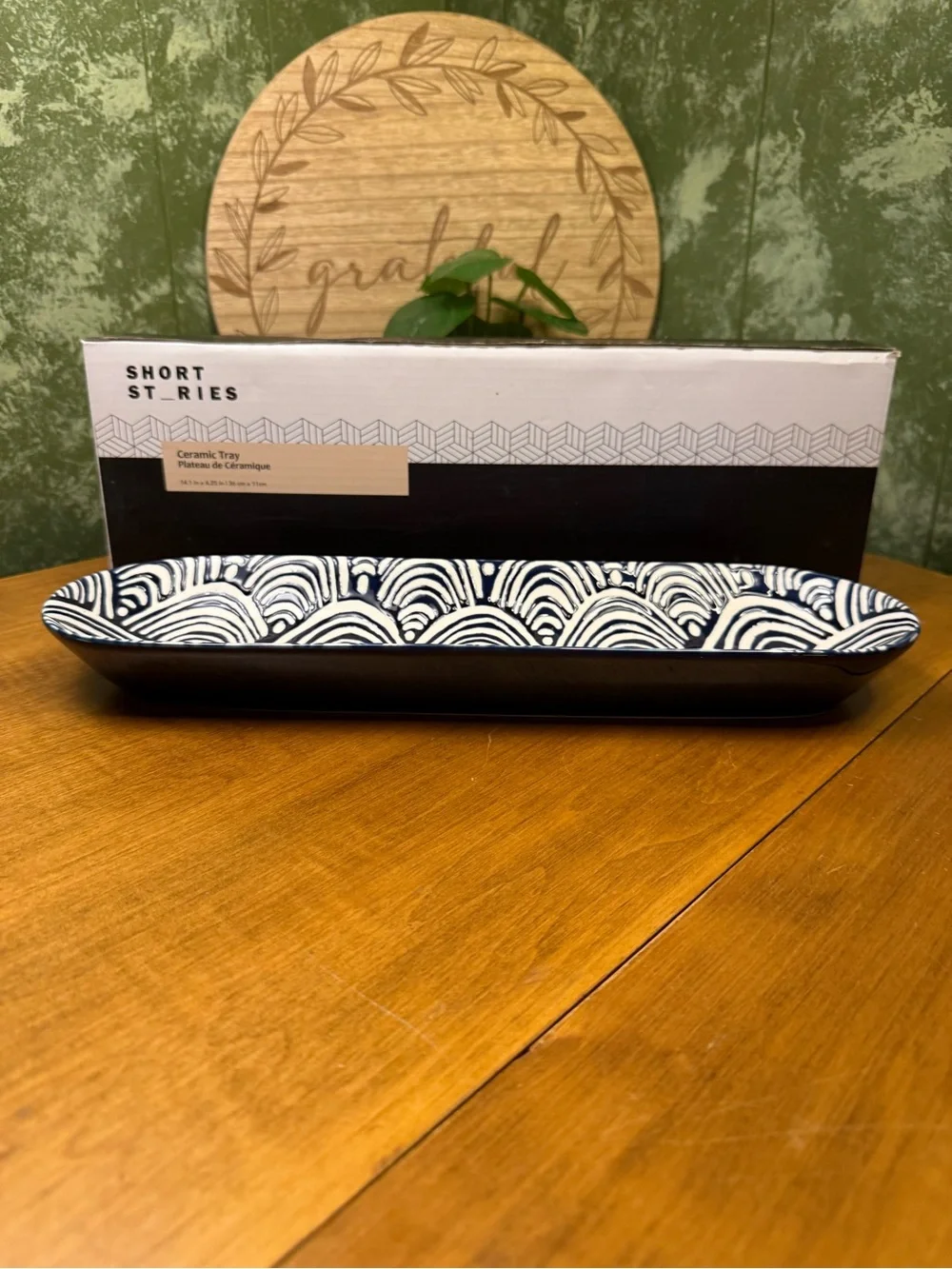 New Short Stories Navy & White Ceramic Tray